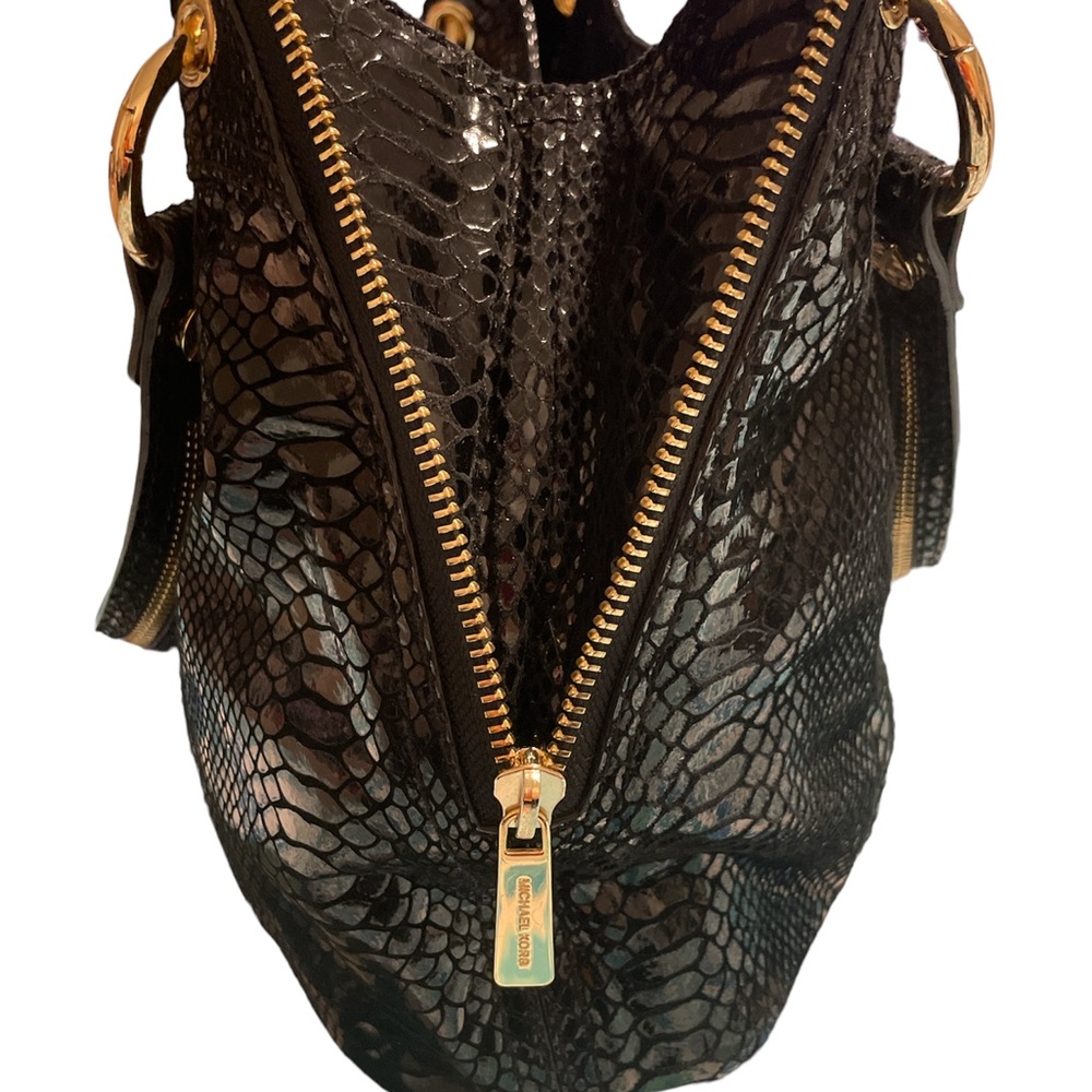 Michael Kors Black Snake (Python)Print Purse With… - image 4